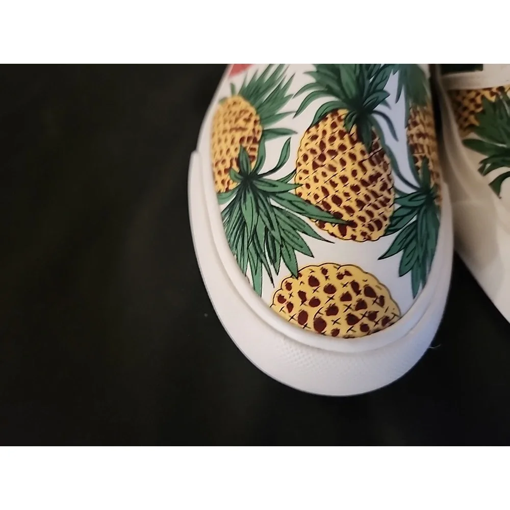 Lam Canvas Slip Ons. Memory Foam Insole - Pineapple - Size‎ 7.5 US